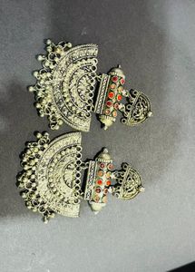Oxidized Silver Jhumka Earrings