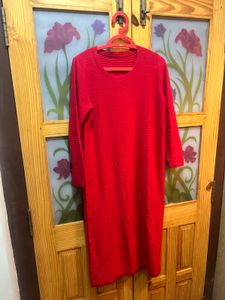 ribbed Red Bodycon Midi Dress