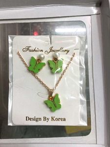 2 Butterfly Pendant Necklace &amp; Earring Set p