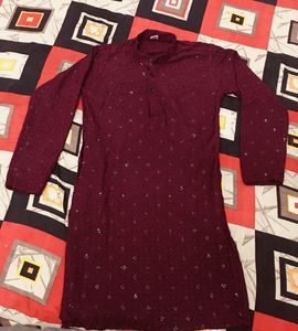 Maroon Embroidered Kurta