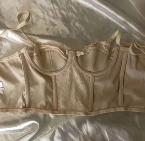 Lace Trim Satin Corset Top