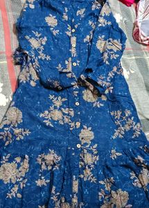 Blue Floral Print Kurta