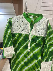 Vibrant Green Tie-Dye Kurta