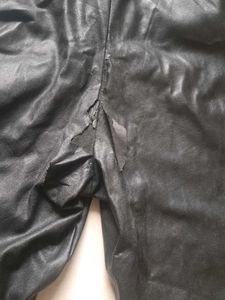Black Faux Leather Flared Pants Women