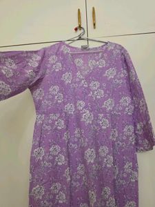 lavender floral A line kurta