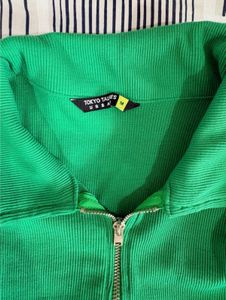 Vibrant Green Cropped Zip-Up Top