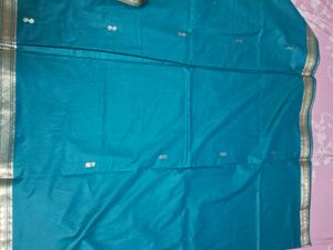 Teal &amp; Gold Soft Silk Cotton Saree