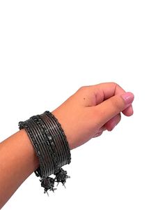 Oxidized Silver Bangles with Danglers