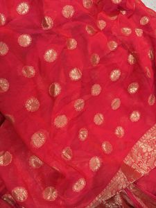 Vibrant Pink Silk Saree with Gold Motifs