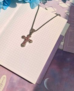 Sparkling Pink Cross Necklace 🌷