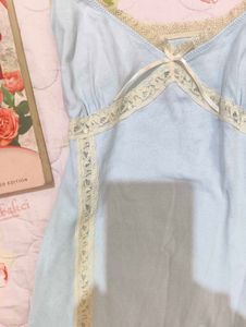 Coquette Baby Blue Lace Trim Cami Slip