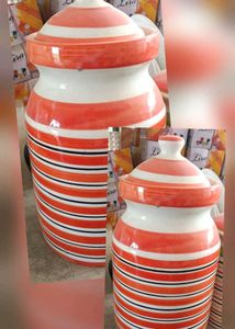 Single Decorative Striped Ceramic Jar