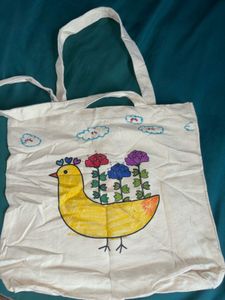 Cute Duck & Flowers Tote Bag