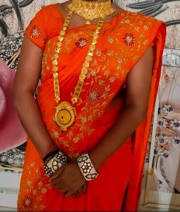 Georgette fabric handwork saree