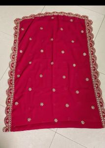 Red &amp; Gold Embroidered Anarkali Suit