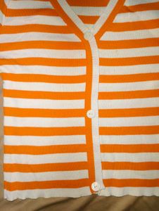 Striped V-Neck Cardigan🧡