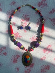 Colorful Boho Necklace & Earring Set