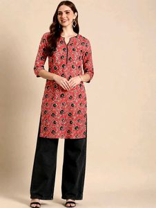 Red Floral Print Tunic Top