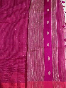 Falls done Stunning Pink Sequined Saree