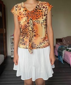 Pleated White Skirt