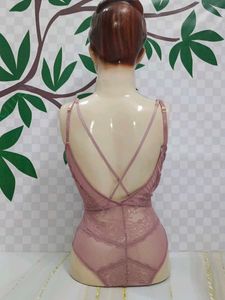 (483)Mauve Lace Bodysuit
