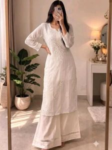 Elegant White Chikankari Kurta Set