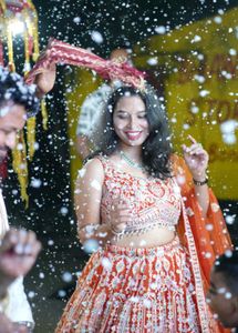Stunning orange &amp; Silver Embroidered Lehenga
