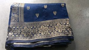 Elegant Blue Silk Saree with Gold Weave