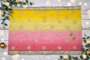 elegant yellow and pink saree