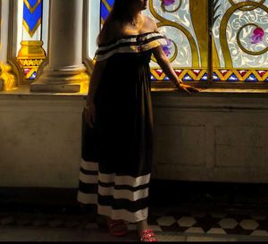 Chic Black &amp; White Off-Shoulder Maxi Dress