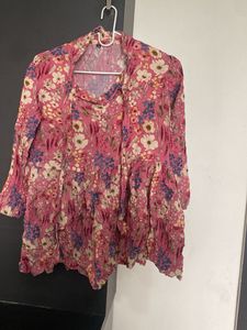 Floral Pink Tunic Blouse