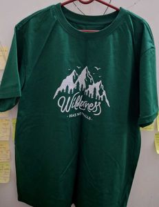 Green Wilderness Mountain Graphic T-Shirt