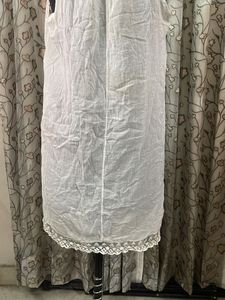 White Cotton Lace Trim Camisole