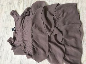 H&amp;M Taupe Layered Ruffle Sleeveless Top