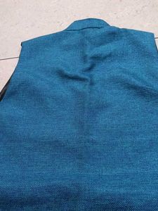 Teal Nehru Jacket with Black Trim