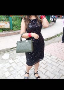 Sparkling Black Sequin Sleeveless Dress