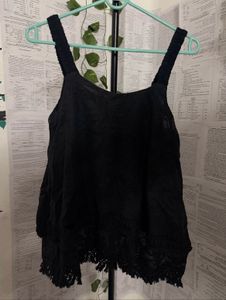 Chic Black Lace Tank Top (S)