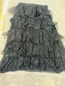 Tiered Black Tulle Skirt