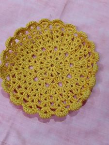 Handmade Yellow Crochet Doily