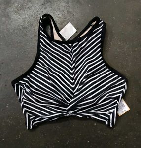 Striped Twist Front Bikini Top