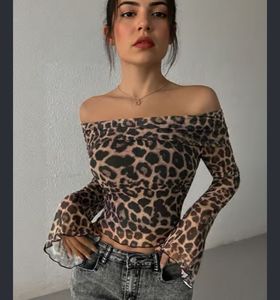 Outzidr Beige Off Shoulder Animal Print Top