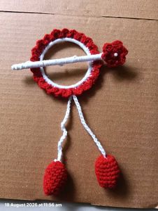 Handmade Crochet Hair Accessory | Red &amp; White Eleg