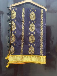 Elegant Dark Purple Saree with Gold Zari