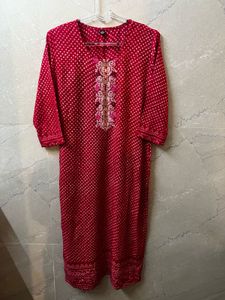 Elegant Red Printed Kurta