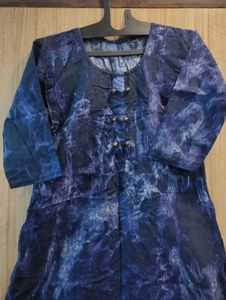 Stylish Blue Tie-Dye Ethnic Gown