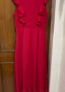 Red Vibrant Ruffled Maxi Dress