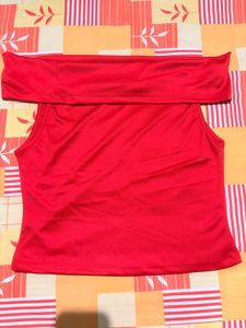 Shein Red Off-Shoulder Crop Top