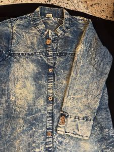 Washed Denim Long Kurta