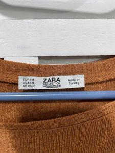 ✈️ Original Zara Brown Tie Front Knit Top D