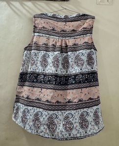 Boho Paisley Print Lace Trim Sleeveless Top